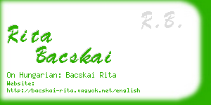 rita bacskai business card